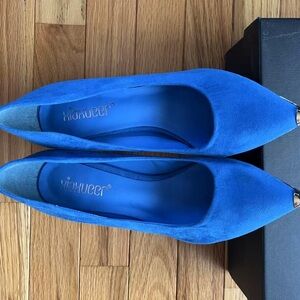 Women's Blue Suede-like Heels